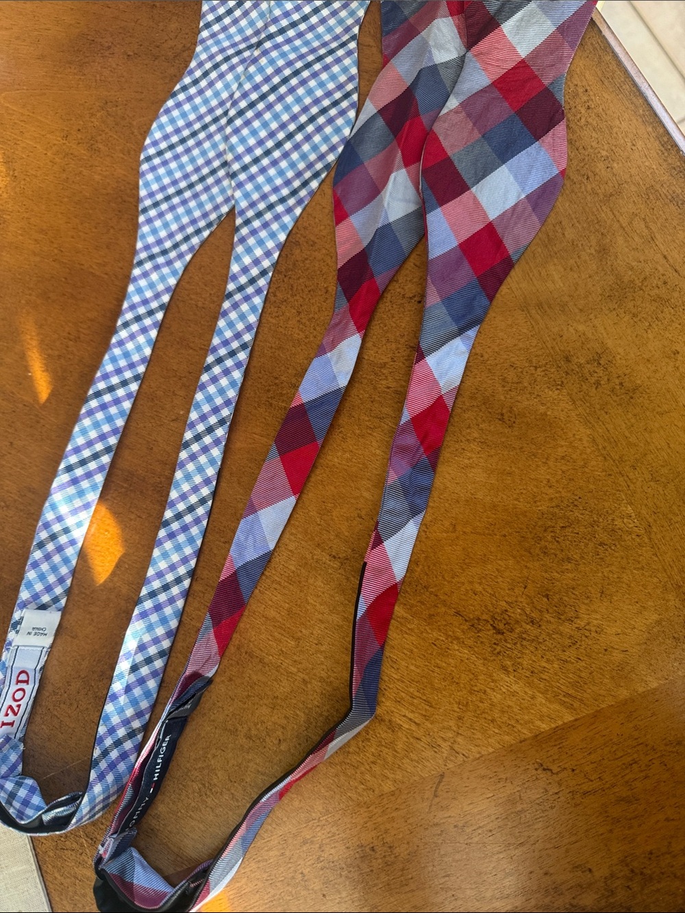 Izod Red and Gray Plaid Self-Tie Bow Tie